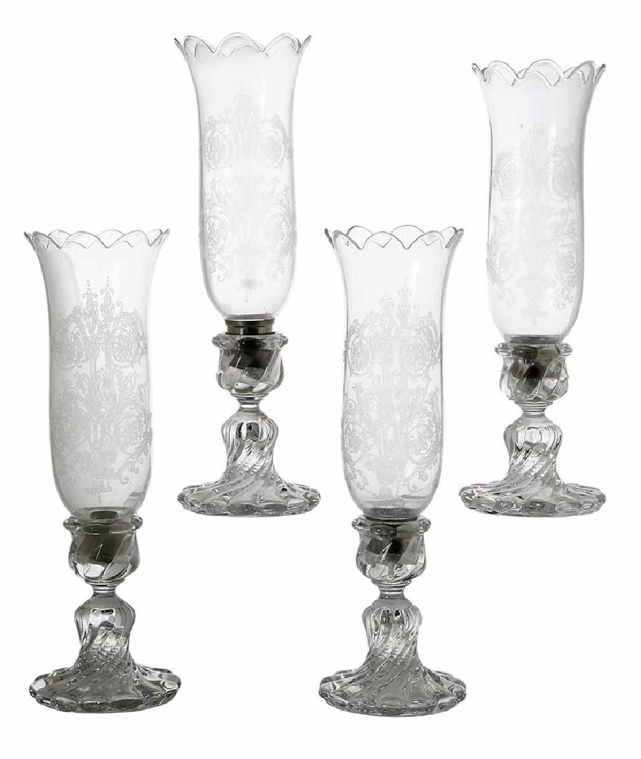 Four Baccarat Candlesticks with Hurrican Globes (1 of 4)