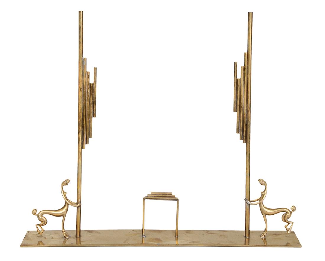 Franz Hagenauer: Art Deco Mirror Stand supported by flanking female centaurs, stamped underneath "Hagenauer/Wien/WHW" "Made in Austria" and "Handmade", brass, 17-3/8 x 21 in.. Provenance: Property from the Collection 