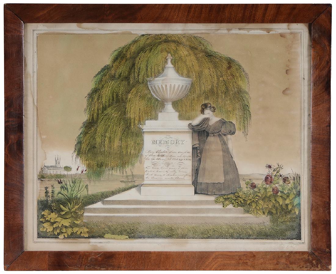 D. W. Kellogg & Co.: (Connecticut, 19th century) Memorial printed "To The Memory Of..," and, signed inscribed in ink "Mary Elizabeth Stone daughter/of Homer and Mary Stone who departed/this life February 23, 1826 aged 21 