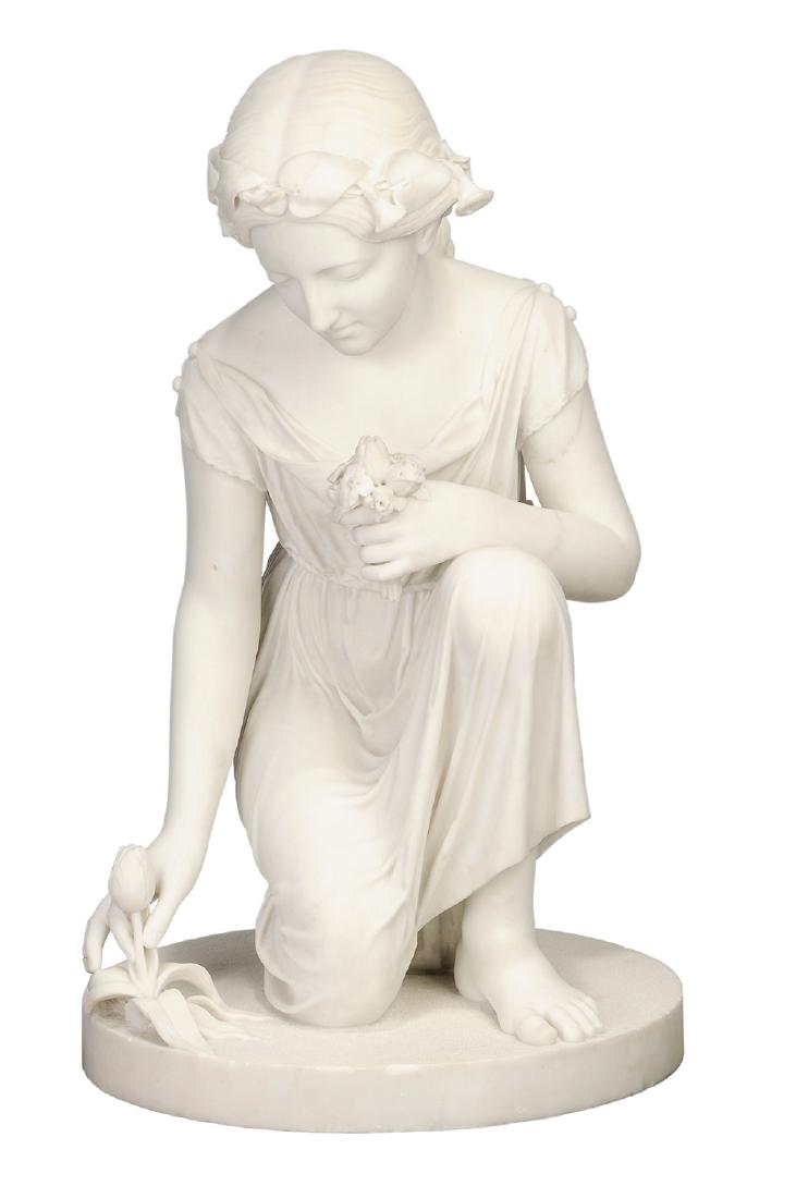 Joseph Mozier: (New York/Vermont/Italy, 1812-1870) Springtime, 1863, signed on base "J. Mozier.Sc:/Rome 1863", marble, 31 in.. Provenance: Estate of Marjorie and Charles West