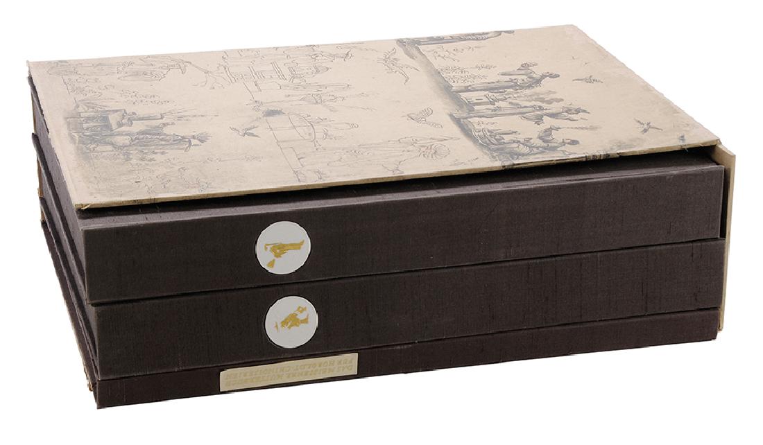 Three Volumes [The Meissen Sample Book for: German, 1978, by Kommentar Von Rainer Behrends, the Edition Leipzig, cased three-volume edition with sample sheets from the painting workshop of the Meissen porcelain factory, Scholtz Kodaks, bound in