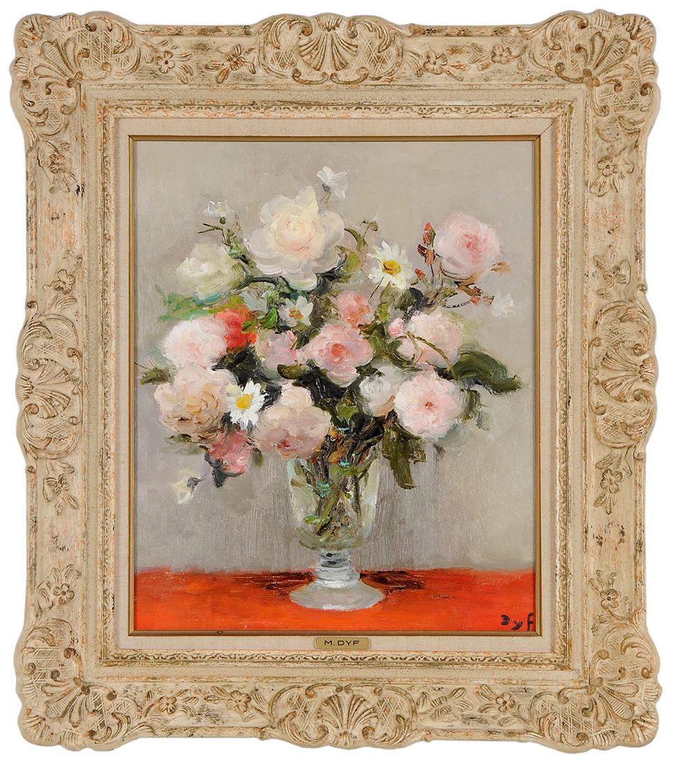 Marcel Dyf: (French, 1899-1985) [Roses et coquelicots (roses du jardin)],1976, (No.1003), signed lower right "Dyf", oil on canvas, 18-3/8 x 15 in. (46 x 38 cm.); painted wood and composition frame,. Notes: Madame