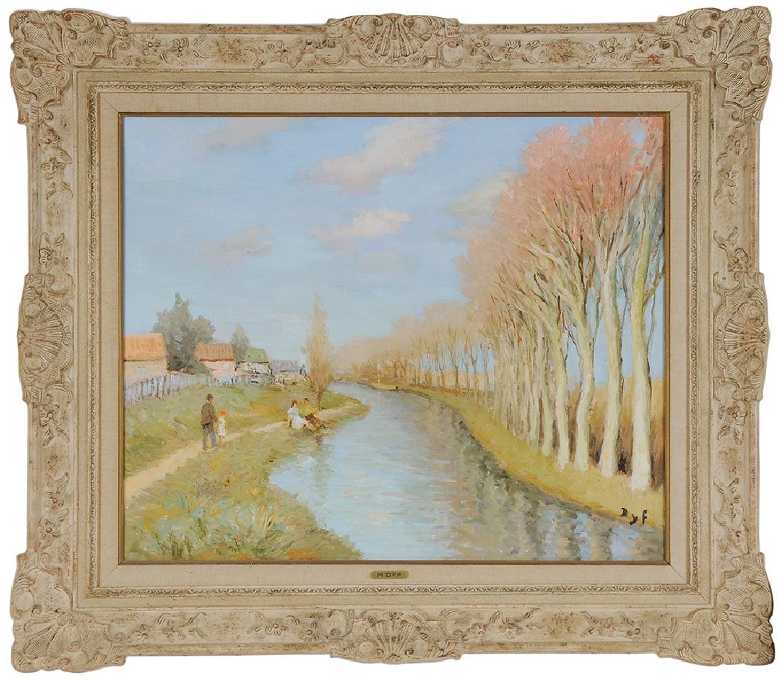 Marcel Dyf: (French, 1899-1985) [Canal de Nantes à Brest (Morbihan)], 1978, (No. 2127), signed lower right "Dyf", oil on canvas, 23-5/8 x 28-3/4 in. (60 x 73 cm.); painted wood and composition frame, label verso