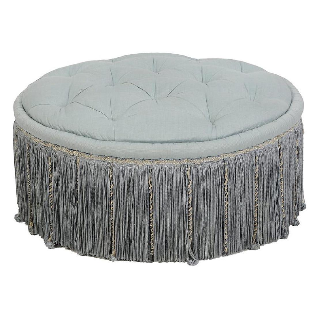 Tufted Upholstered and Tassel Decorated Ottoman (1 of 4)