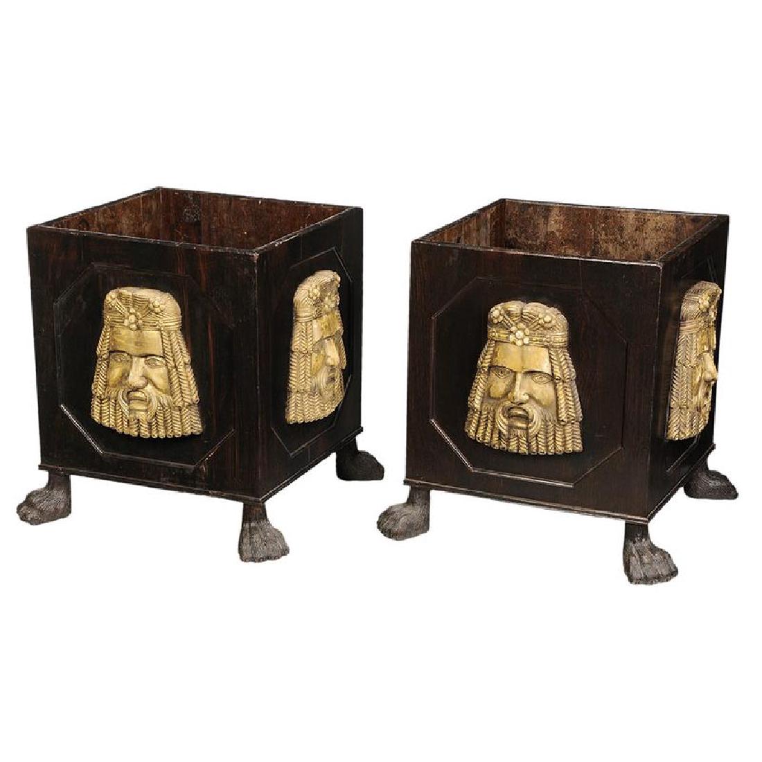 Pair Classical Style Faux Painted Planters (1 of 4)