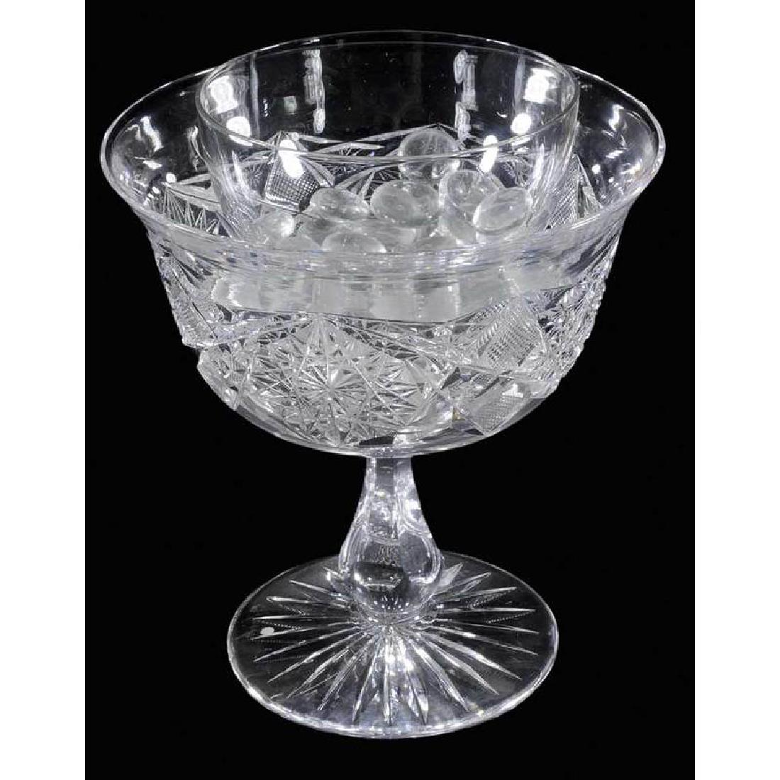 Clark Cut Glass Supreme with Liner: Clark mark, 5-1/2 x 5 in., liner, 2-5/8 x 3-3/8 in.