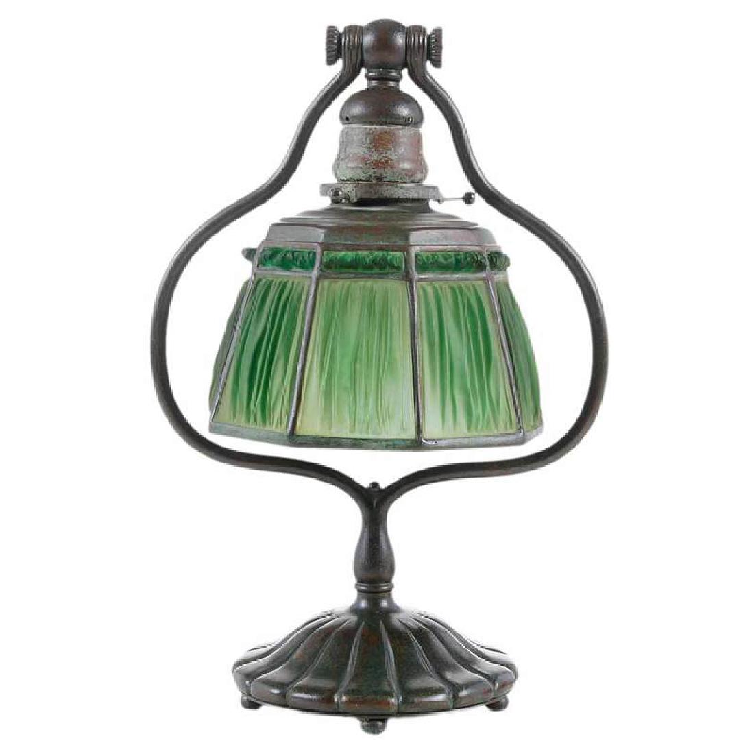 Tiffany Desk Lamp With Linen Fold Shade (1 of 11)