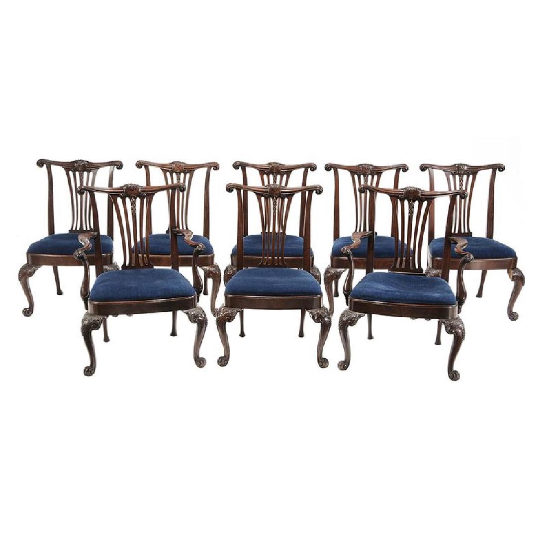 Set of Eight Chippendale Style Mahogany Dining Chairs (1 of 5)