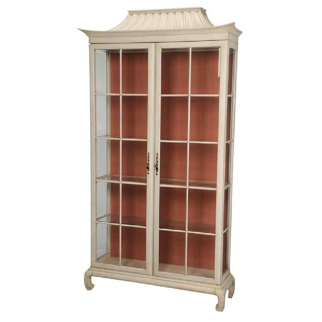 Chippendale Style White Painted Vitrine Cabinet (1 of 3)