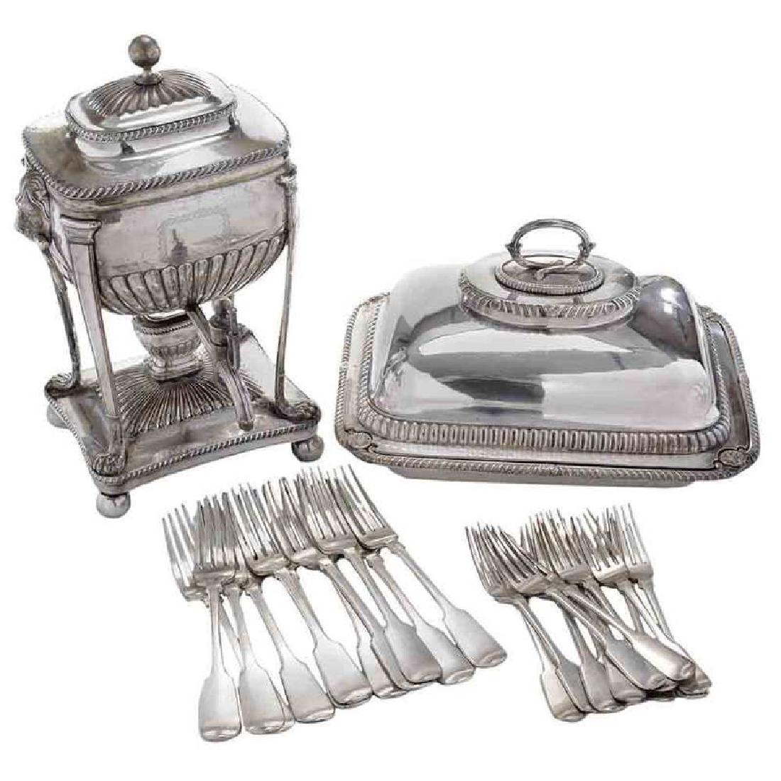 Old Sheffield Plate Urn, Entree and Forks (1 of 5)