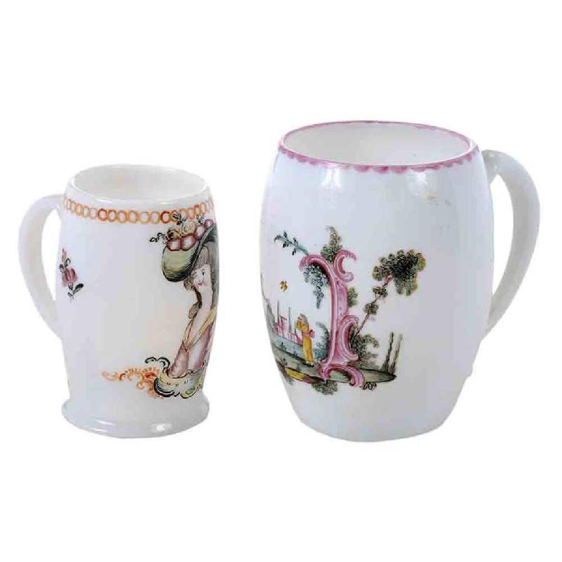 Two Bohemian Milk Glass Barrel Shaped Tankards (1 of 5)