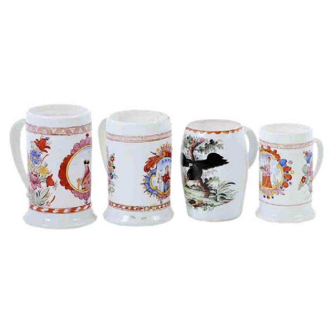 Four Bohemian Milk Glass Mugs (1 of 9)