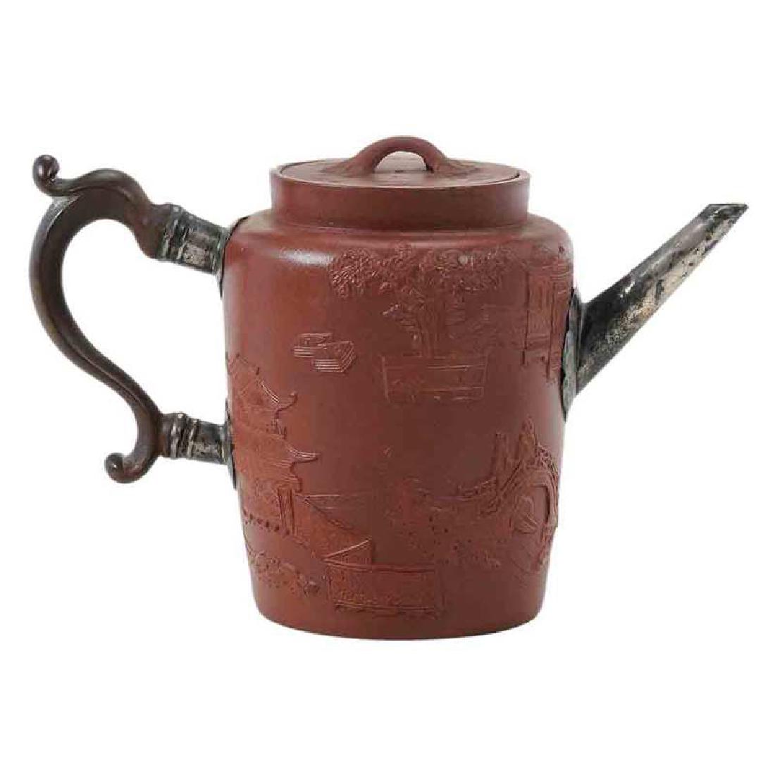 Silver Mounted Yixing Export Pottery Teapot (1 of 7)
