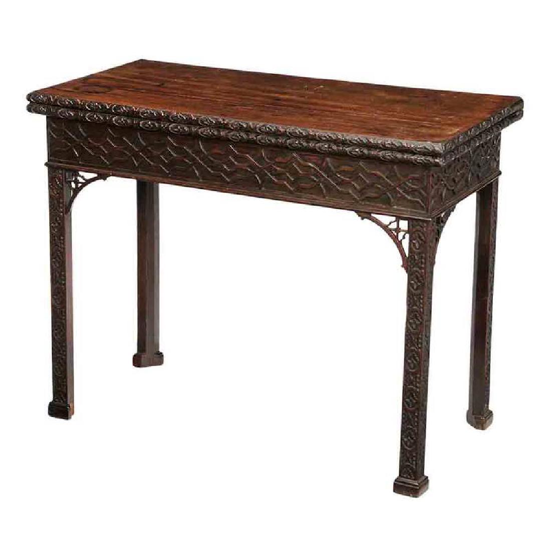 Chinese Chippendale Carved Mahogany Games Table (1 of 5)