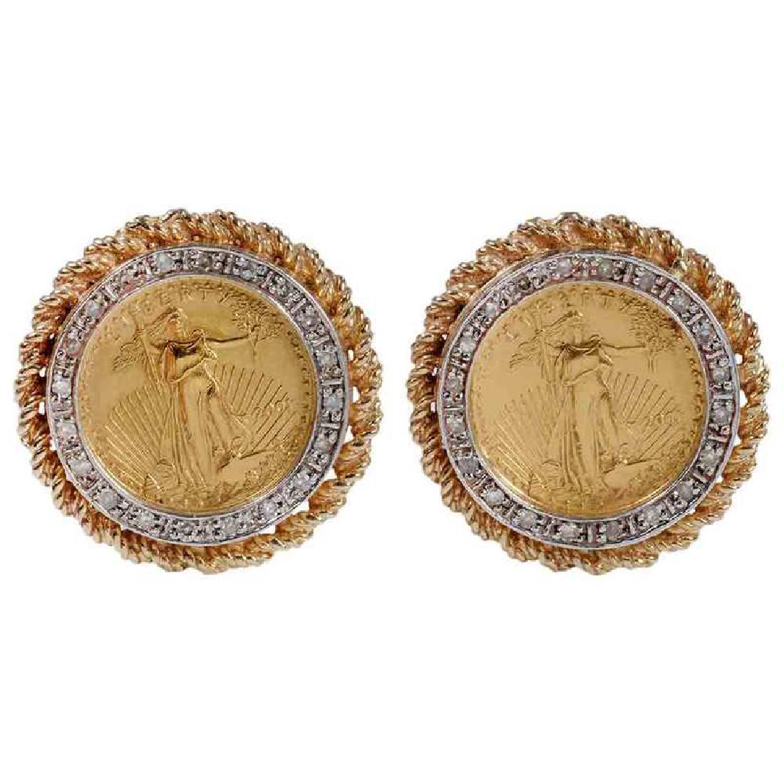14kt. Diamond Coin Earrings (1 of 4)