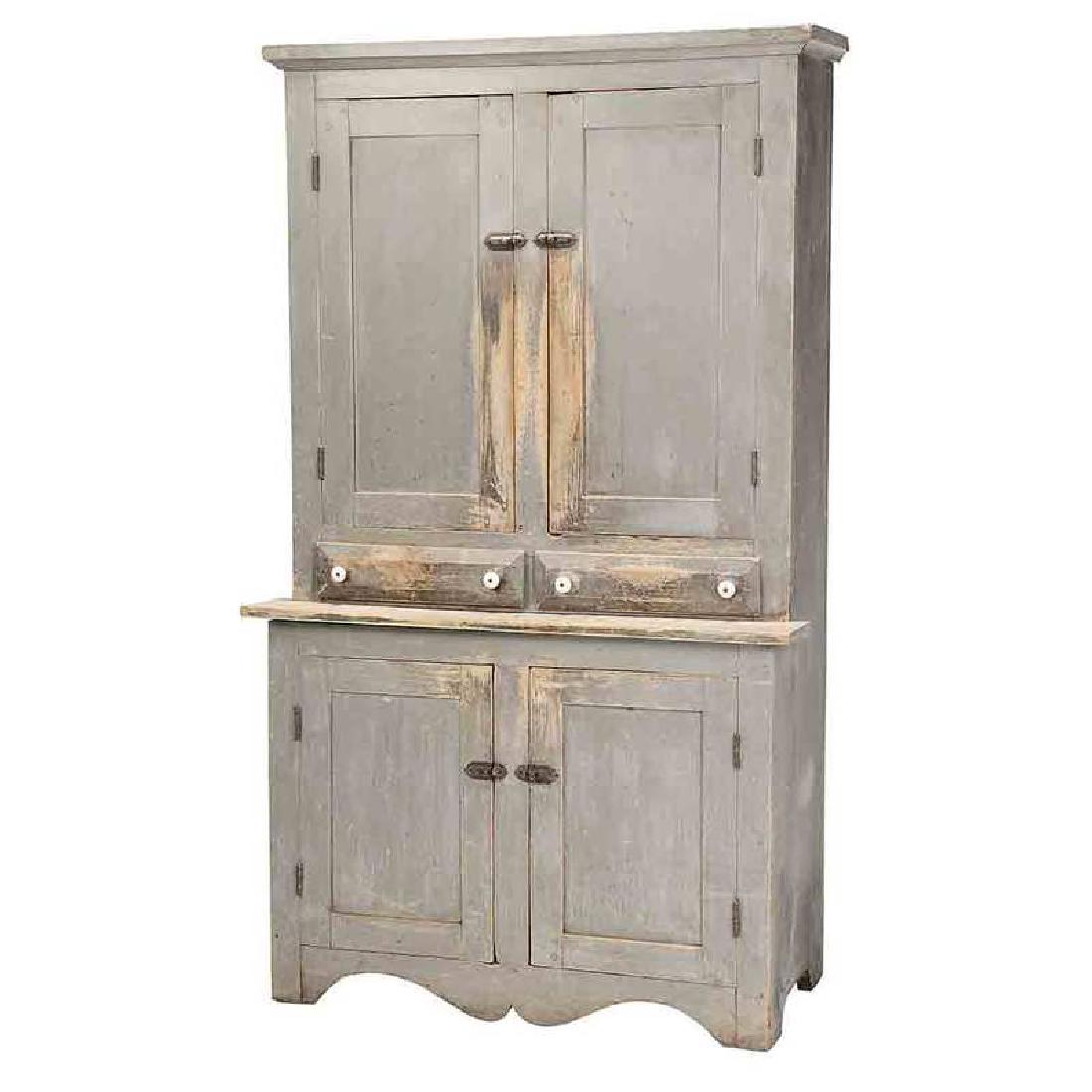 American Paint Decorated Step-Back Cupboard (1 of 6)