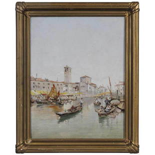 Thomas Campbell: (Tennessee, 1834-1914) Venetian Canal, signed lower right "T. Campbell", oil on canvas, 18 x 14 in.; gilt wood and composition frame, 21-1/2 x 17-1/2 in.