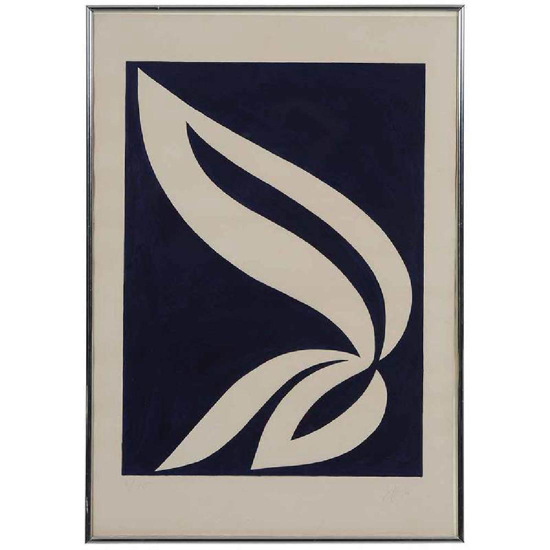 Jack Youngerman: (New York/Missouri, born 1926) Untitled, 1968, signed lower right "JY 68" with blind stamp lower left, edition 6/75, screen print,Â 38 x 26-1/4 in.; metal clad wood frame, 39 x 27-1/4 in.