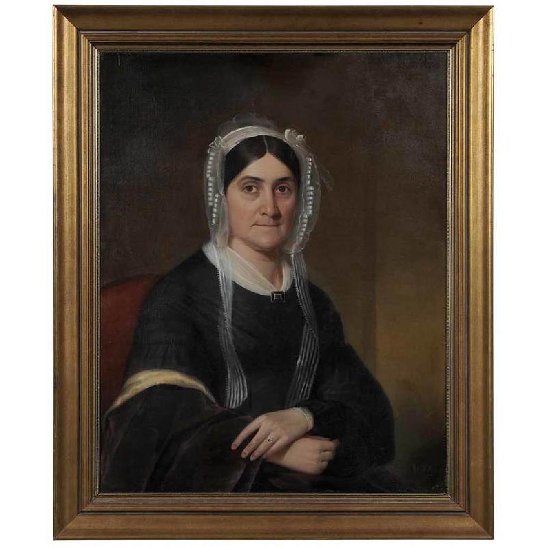 Attributed to Thomas Sully: (England/Philadelphia 1783-1872) Portrait of a Lady,Â initialed and dated lower right "T.S. 63", oil on canvas, 34 x 27 in.; modern carved gilt wood frame, 40-1/2 x 33-1/2 in.