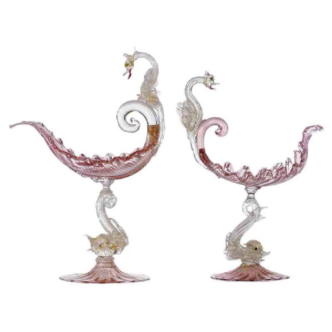 Pair Venetian Glass Compotes (1 of 5)