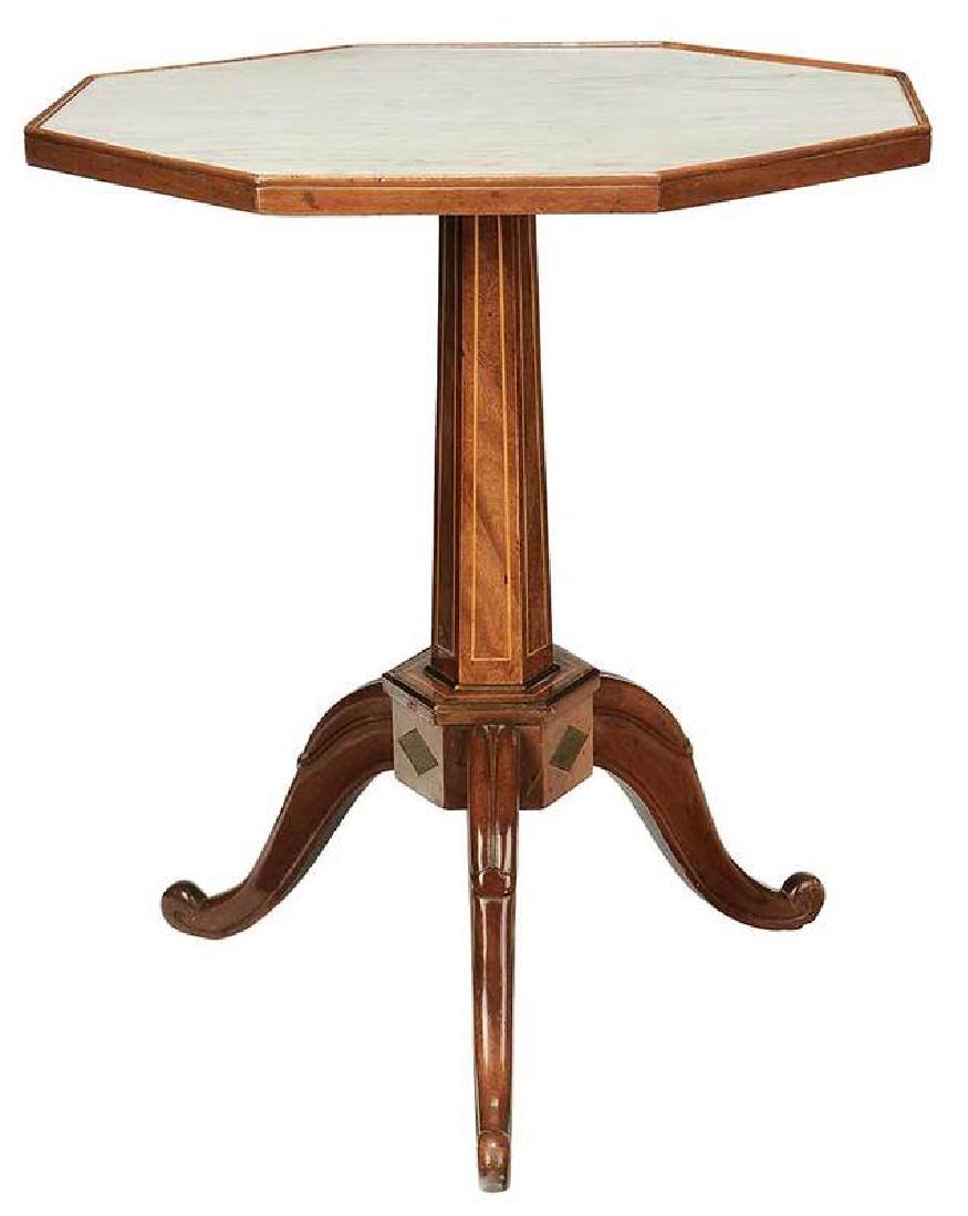 Classical Style Inlaid Mahogany Marble Top Table (1 of 5)