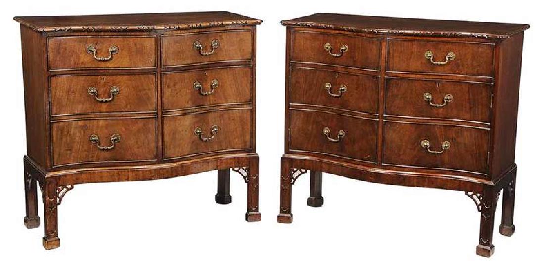Pair Chippendale Style Serpentine Commodes (1 of 5)