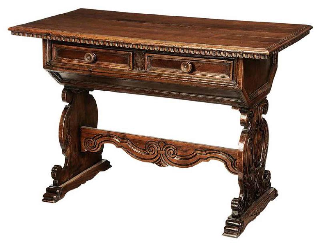 Italian Baroque Style Walnut Library Table (1 of 5)