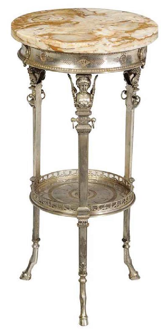 Silvered Bronze Marble Top Neoclassical Gueridon (1 of 4)