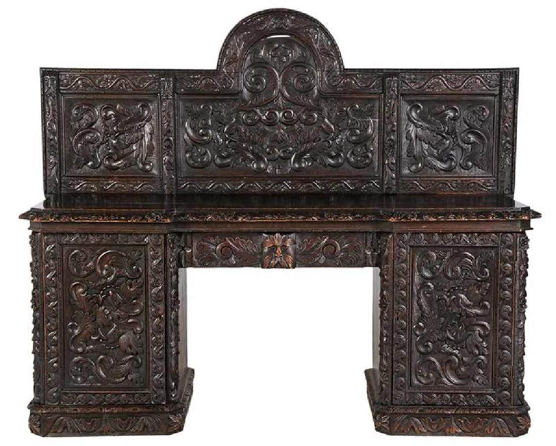 Monumental Carved Oak and Walnut Sideboard (1 of 7)