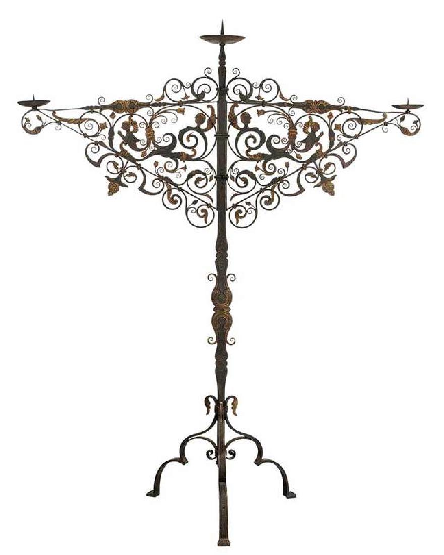 Renaissance Revival Decorated Iron Torchiere (1 of 4)