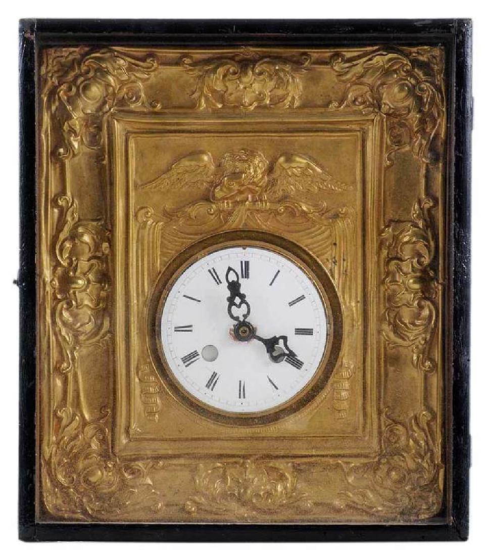 Brass Clock Mounted in Shadow Box (1 of 1)