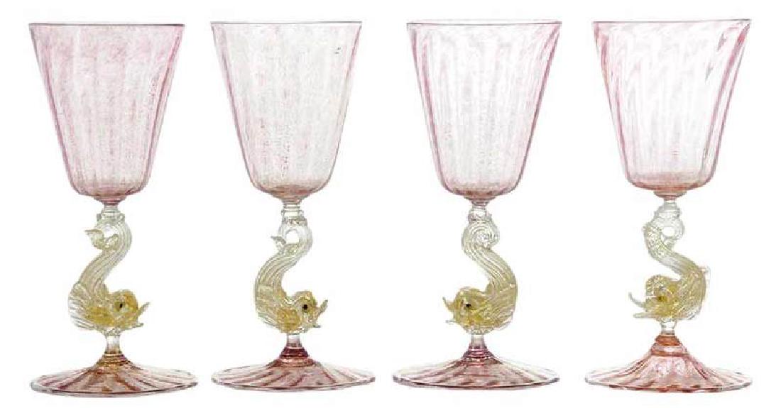 Fourteen Venetian Glass Water Goblets (1 of 3)