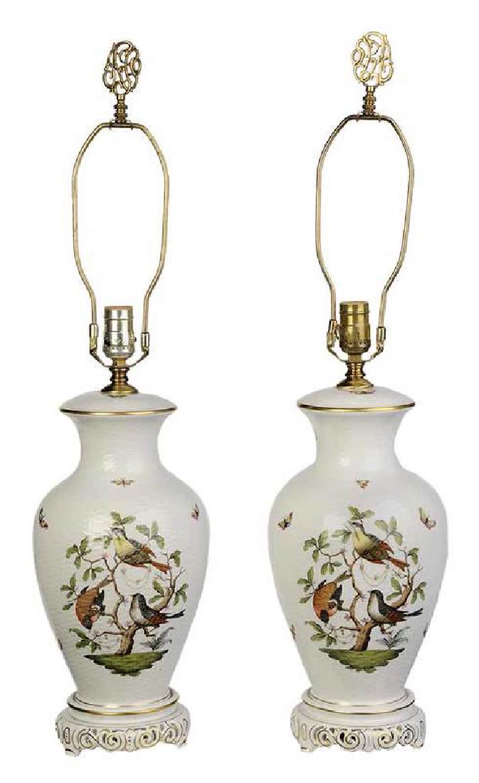 Pair Herend Rothschild Bird Table Lamps (1 of 8)