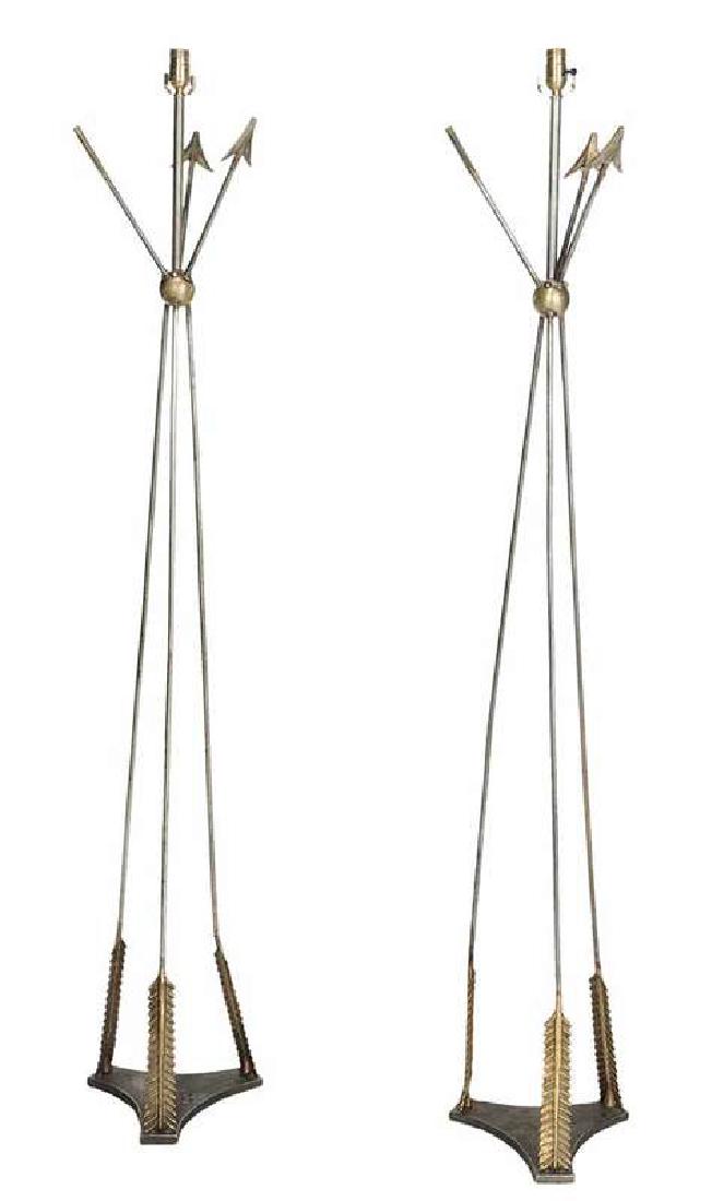Pair Neoclassical Style Arrow Form Floor Lamps (1 of 4)