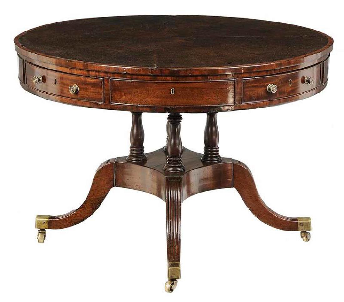 George III Mahogany Leather Top Drum Table (1 of 5)