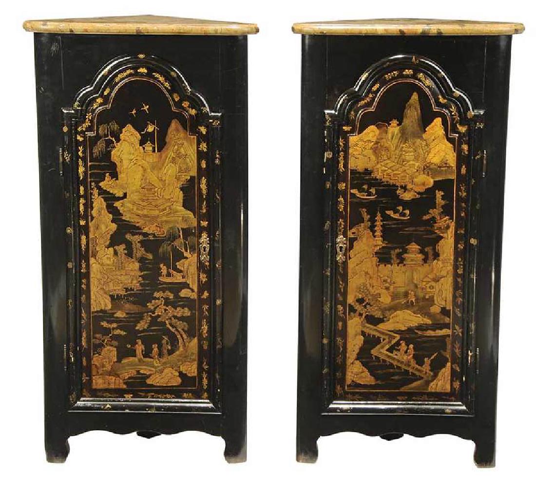 Pair Chinoiserie Decorated Corner Cabinets (1 of 8)