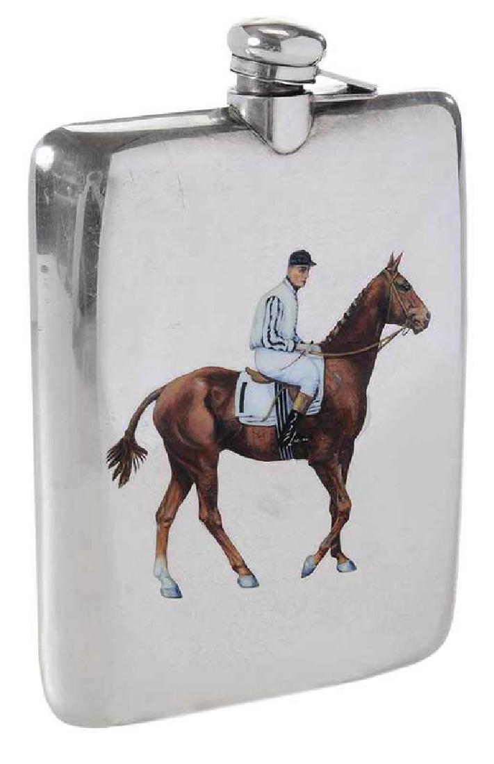 Silver Flask with Enamel Horse and Jockey (1 of 4)
