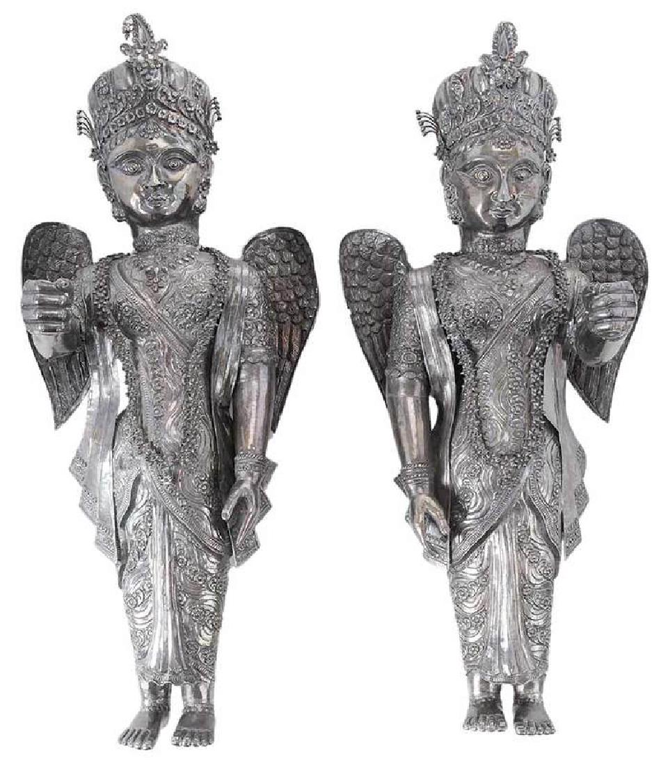 Pair of Large Silver Asian Figures (1 of 7)