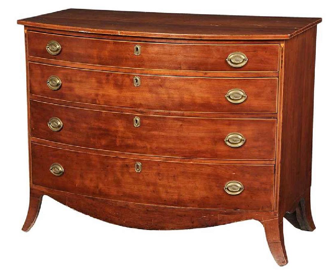 American Federal Cherry Inlaid Bowfront Chest (1 of 10)
