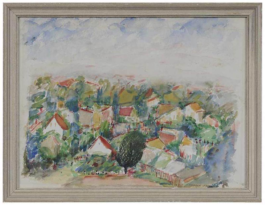 Arnold Friedman: (American, 1874-1946) Looking Out Over Town, signed lower right "Arnold Friedman", watercolor on paper, 9-1/4 x 12-1/4 in.; modern wood frame, 10-1/2 x 13-1/2 in.