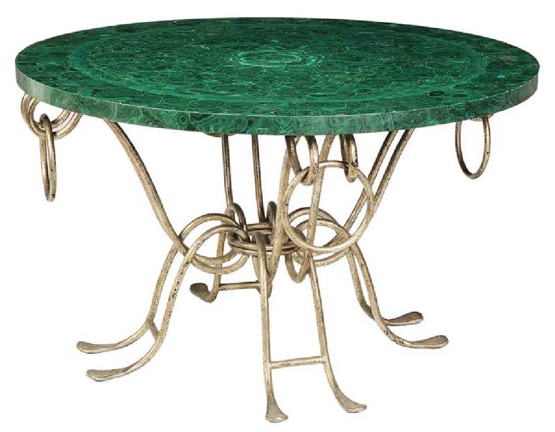Art Deco Style Malachite and Silvered Iron Table (1 of 6)