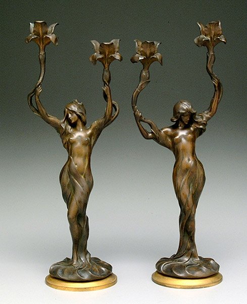 Pair art nouveau candelabra by Debut