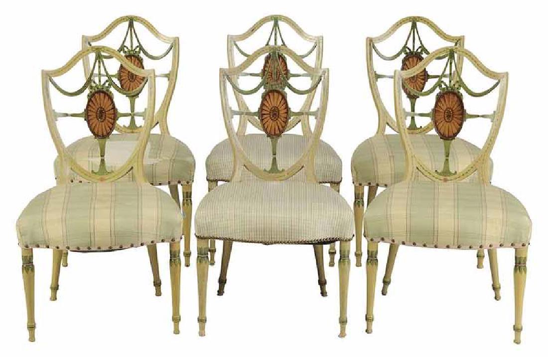 Set of Six Adam Inlaid Dining Chairs (1 of 6)