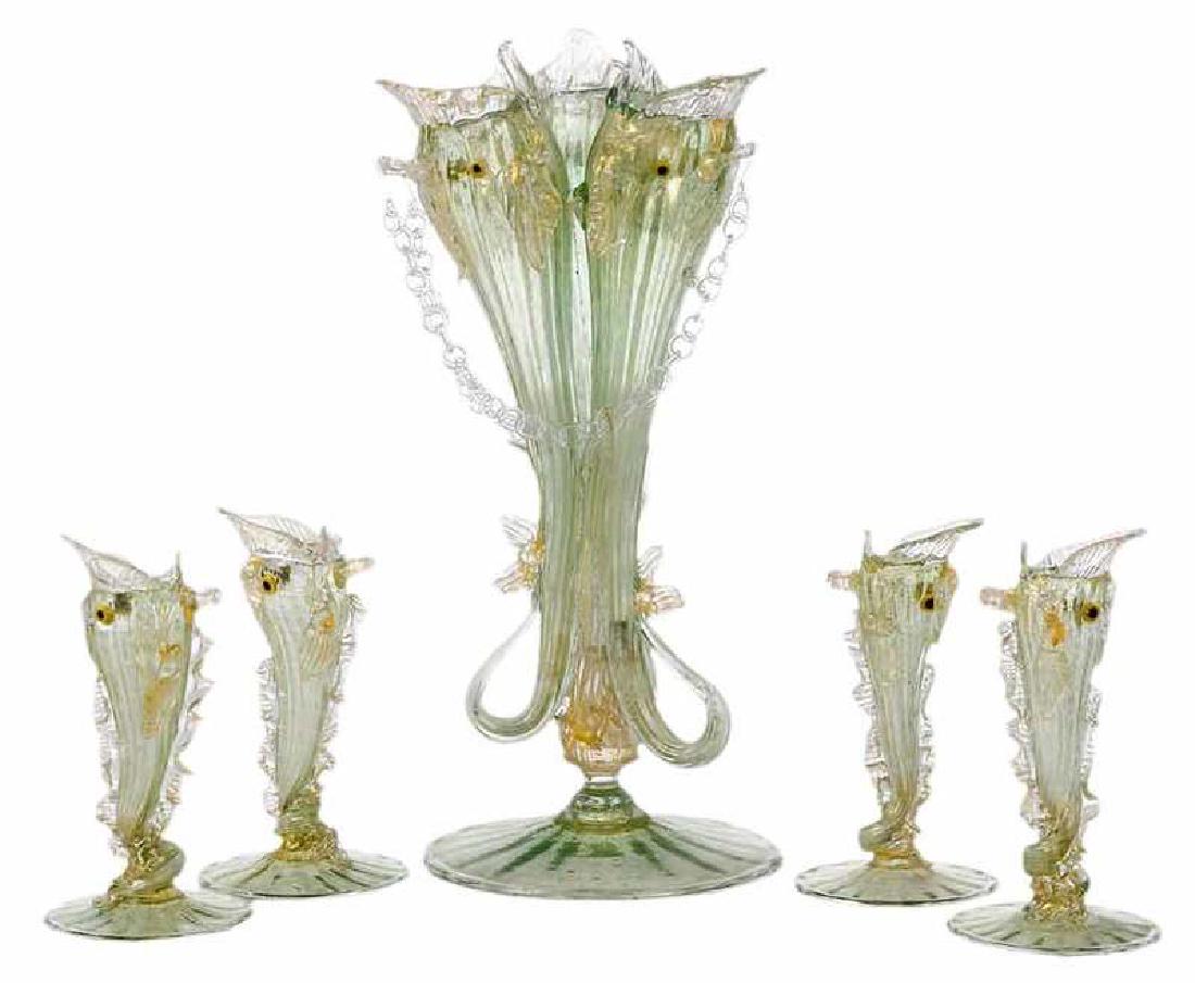 Five Venetian Glass Dolphin Vases (1 of 12)