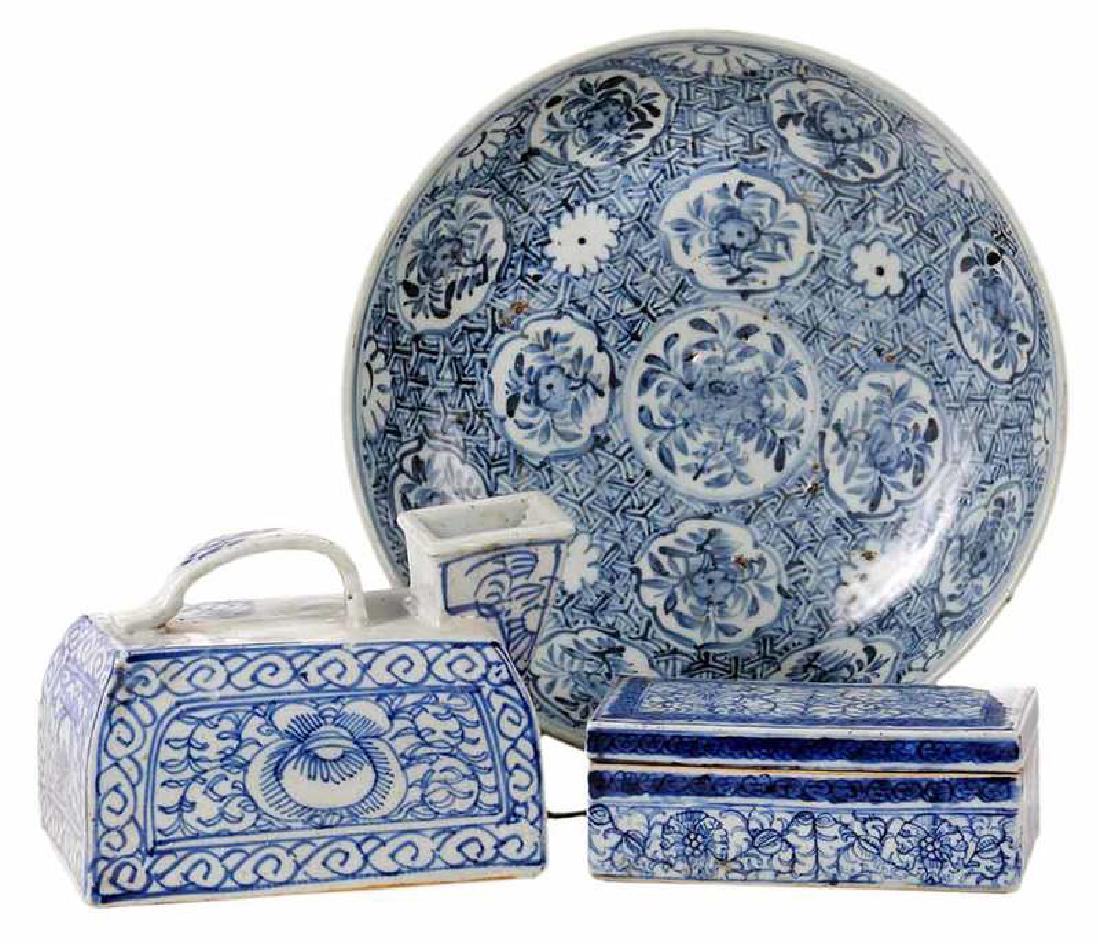 Three Chinese Blue & White Table Items (1 of 10)