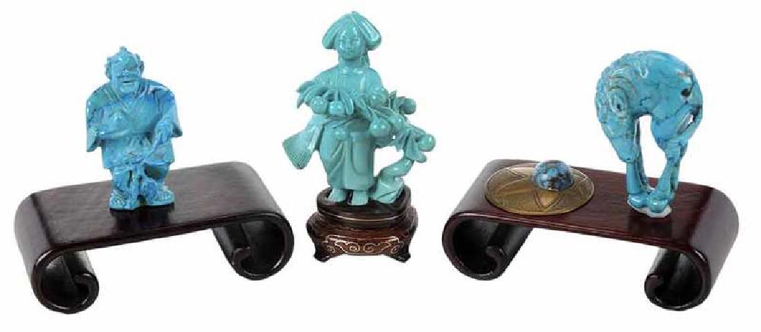 Four Asian Carved Turquoise Objects (1 of 4)