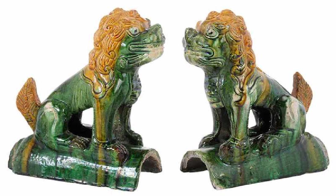 Pair of Lion Figure Roof tiles (1 of 6)