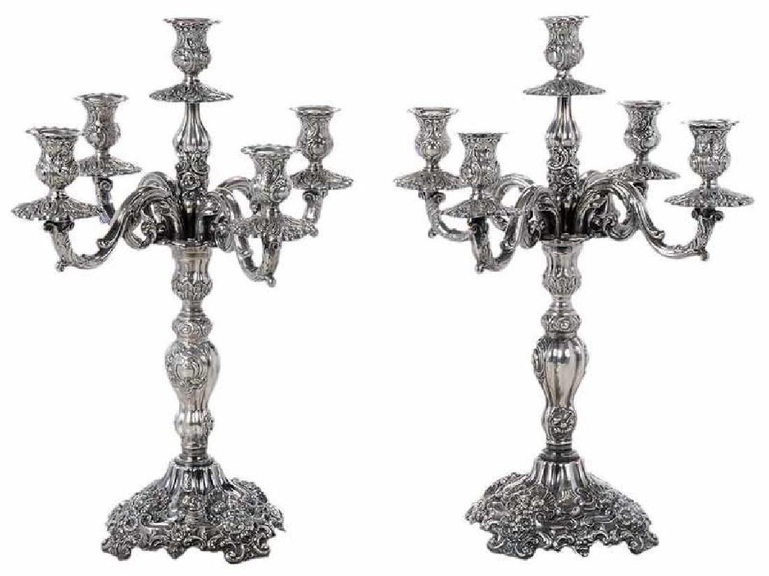 Pair Silver Five Cup Candelabra (1 of 11)