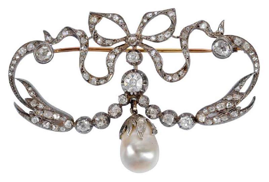 Antique Silver Topped Gold Bow Brooch (1 of 6)