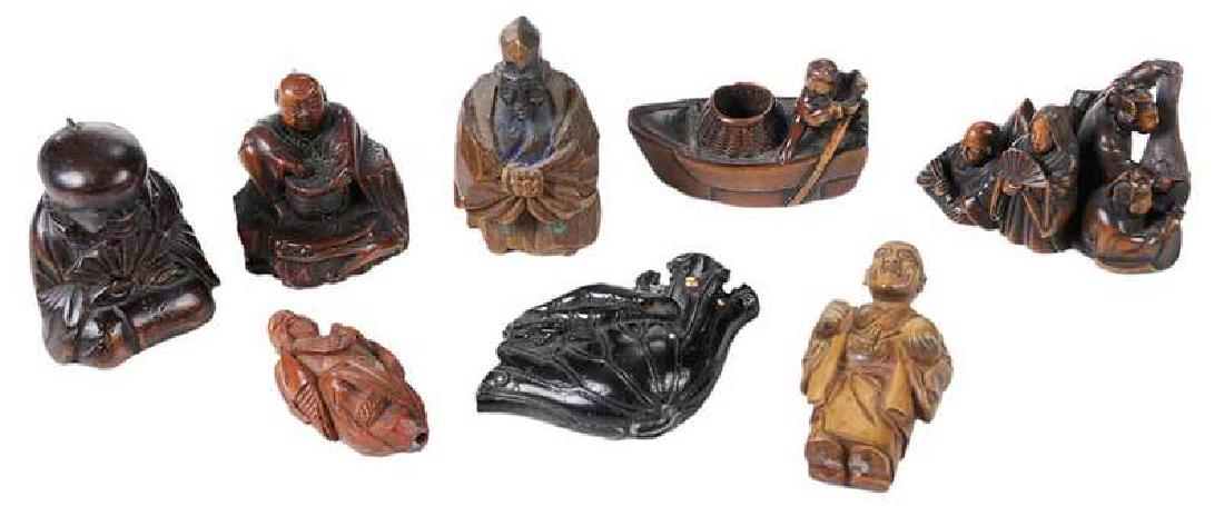 Eight Carved Wood Netsuke Figures (1 of 5)